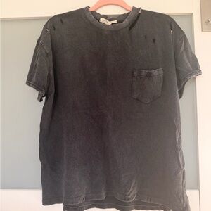 We The Free Distressed Black Short Sleeve Tee